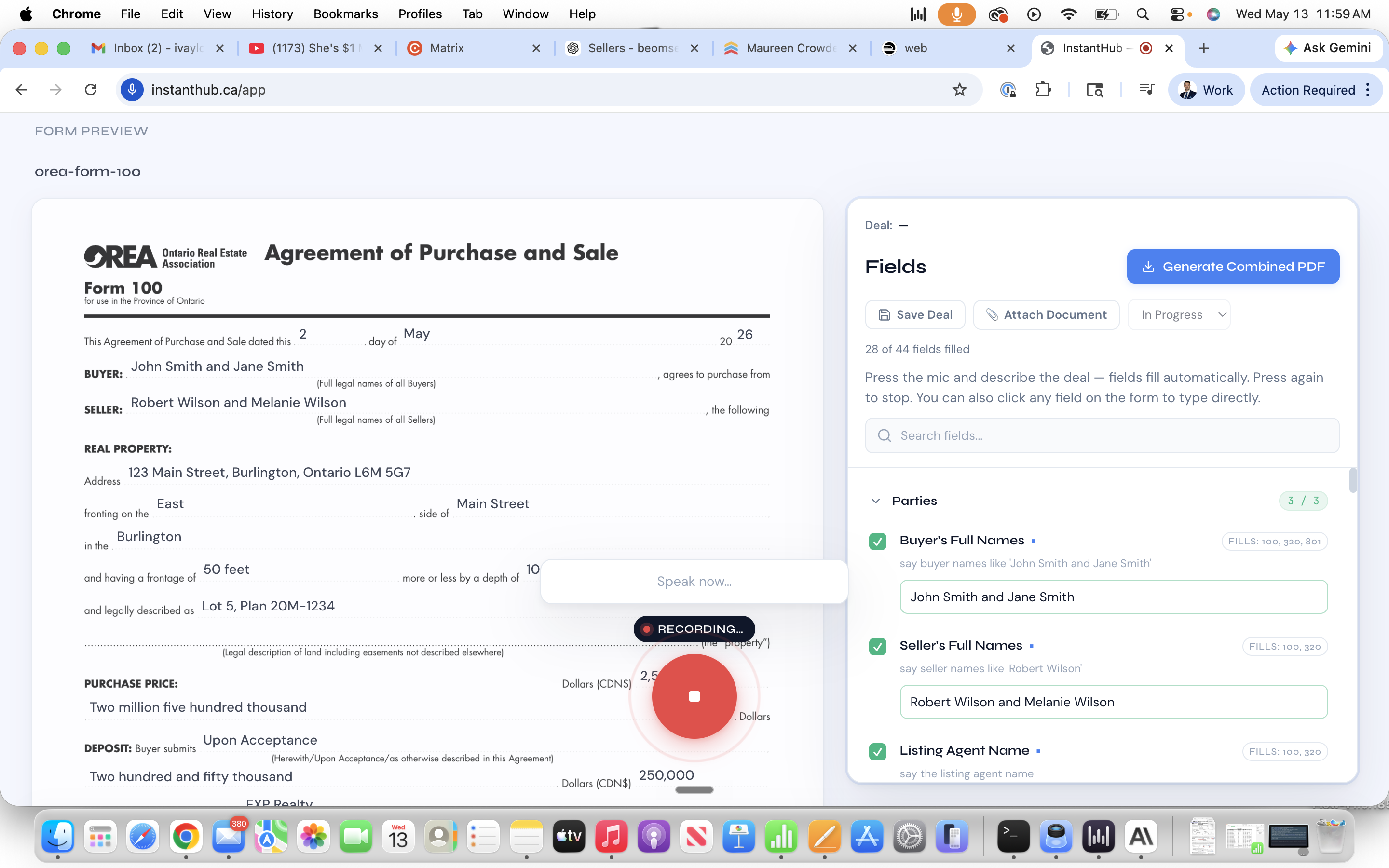 Review auto-filled OREA form fields